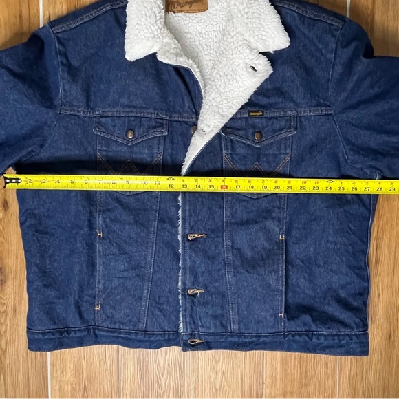 Vintage Wrangler Authentic Cowboy Denim Sherpa Lined Jacket XL M-159 70s 80s - Picture 8 of 11